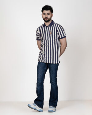 Blue Cotton Short Sleeve Polo