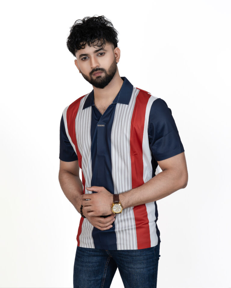 Trendy Multi Color Striped Polo Shirt