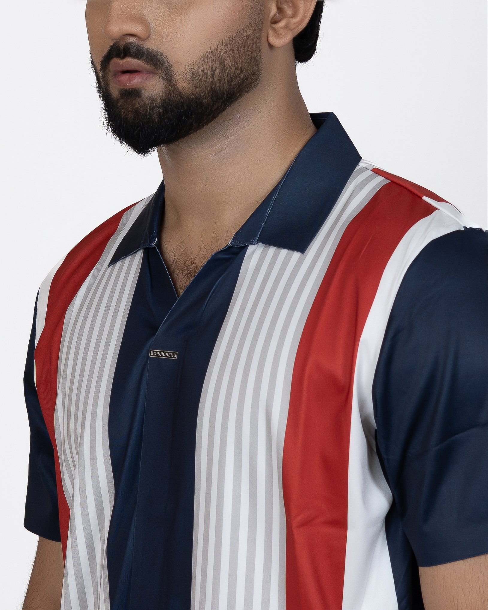 Trendy Multi Color Striped Polo Shirt - Image 4