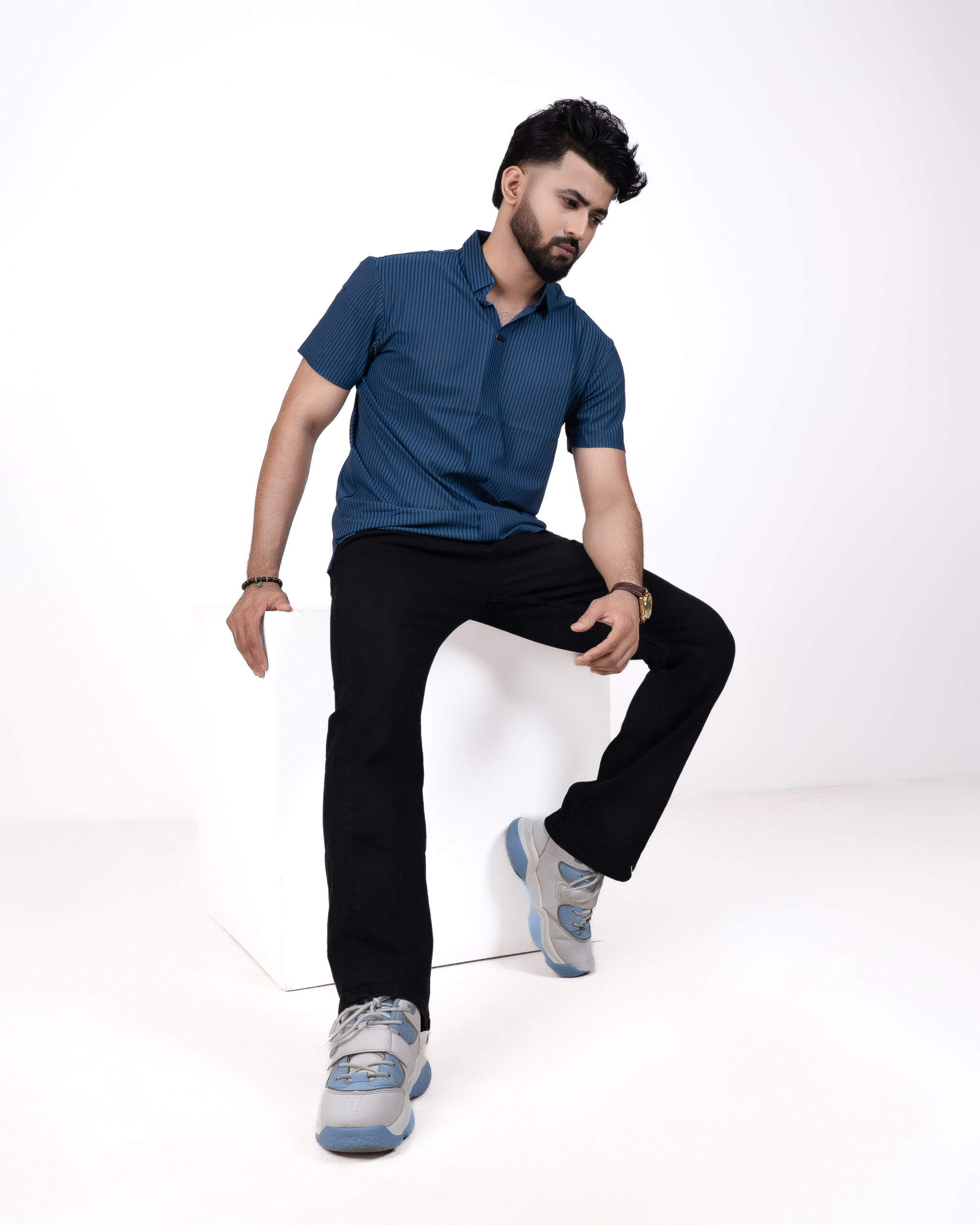 Men’s Lightweight Striped Polo Shirt - Image 2