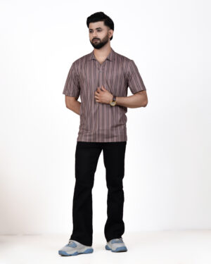 Vertical Striped Casual Polo Shirt