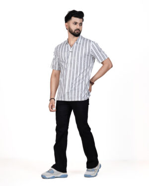 Vertical Striped Casual Polo Shirt