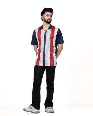 Trendy Multi Color Striped Polo Shirt