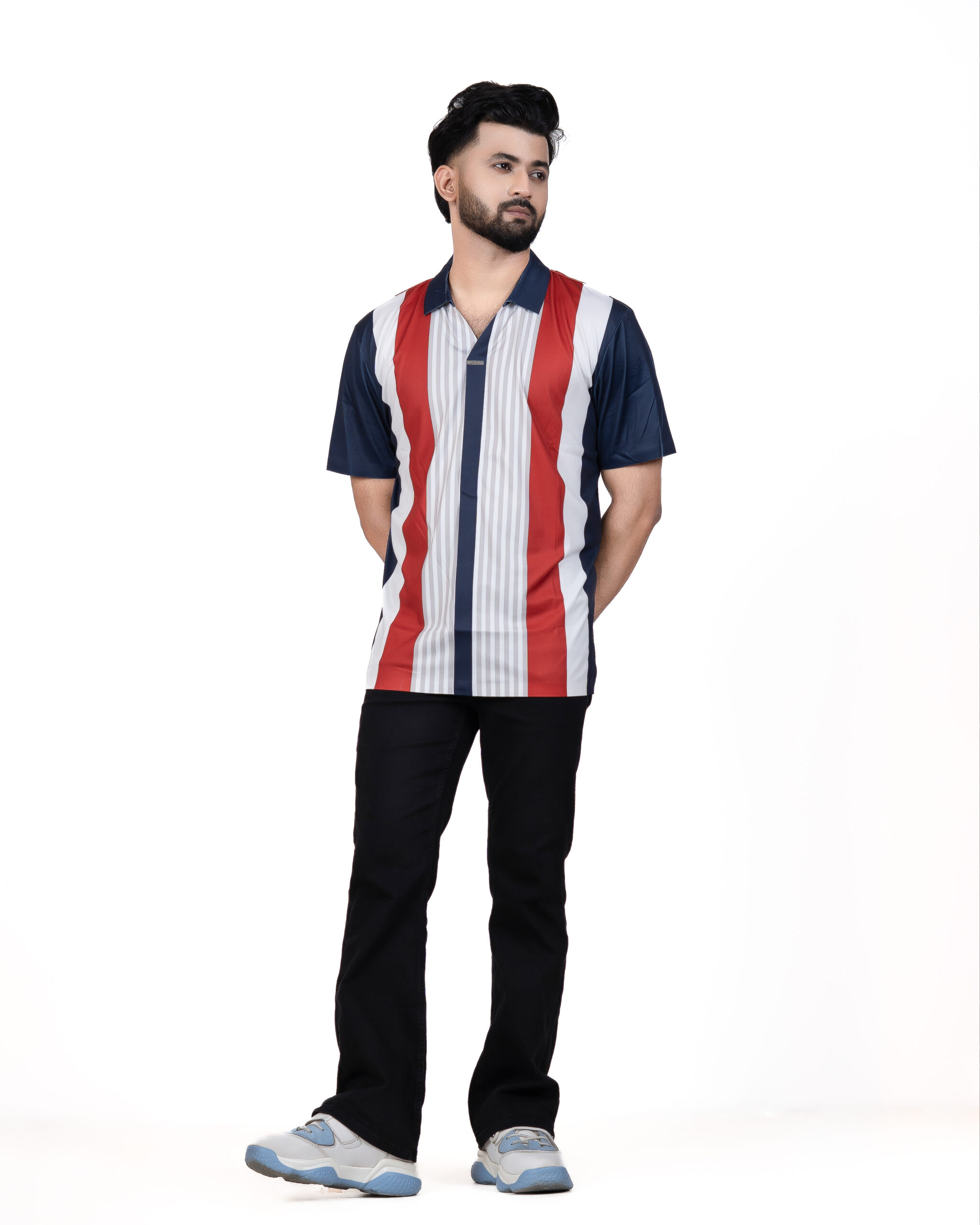 Trendy Multi Color Striped Polo Shirt