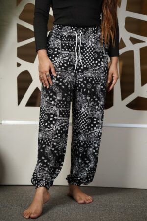 Black & White Printed Jogger Pants